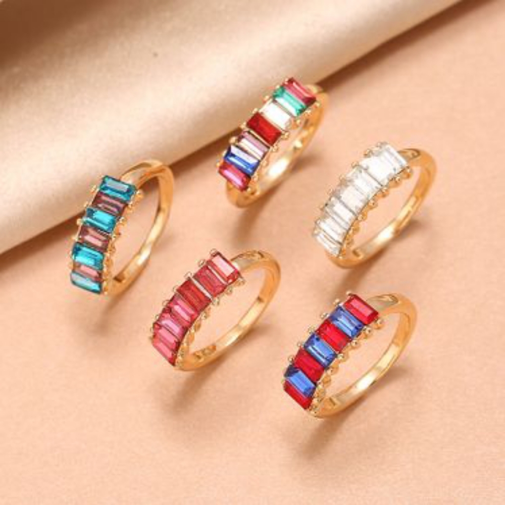Gold Red & Blue Rhinestone Ring - Picture 3 of 4